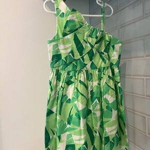 Janie and Jack Green Tropical Leaf Print Dress